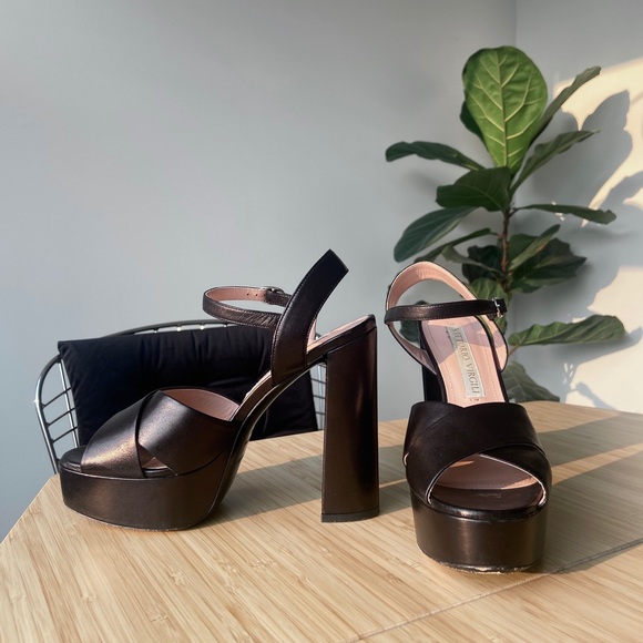 Platform chunky heels, genuine Italian leather - Picture 5 of 7